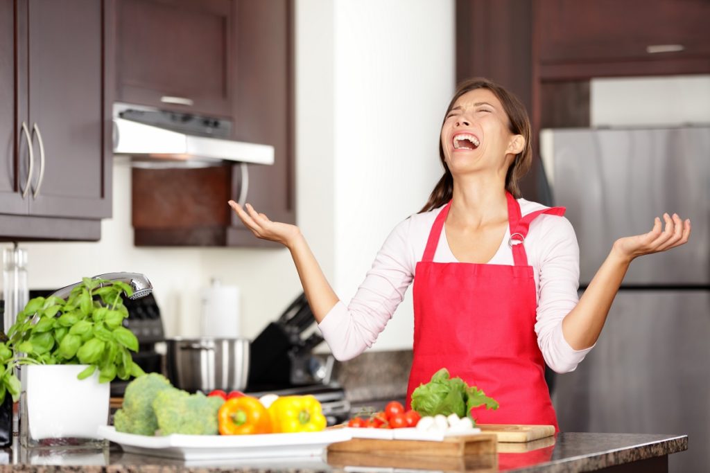 frustrated woman in the kitchen